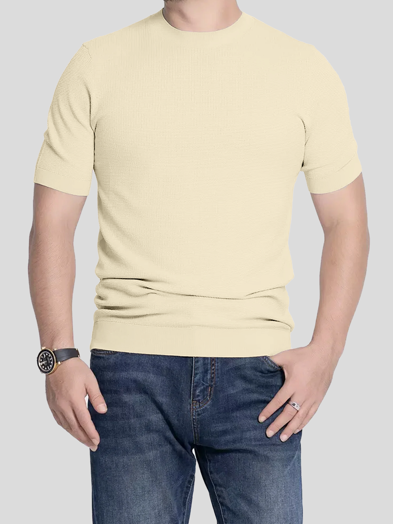 GentleKnit Honeycomb Short Sleeve Knitted T-Shirt