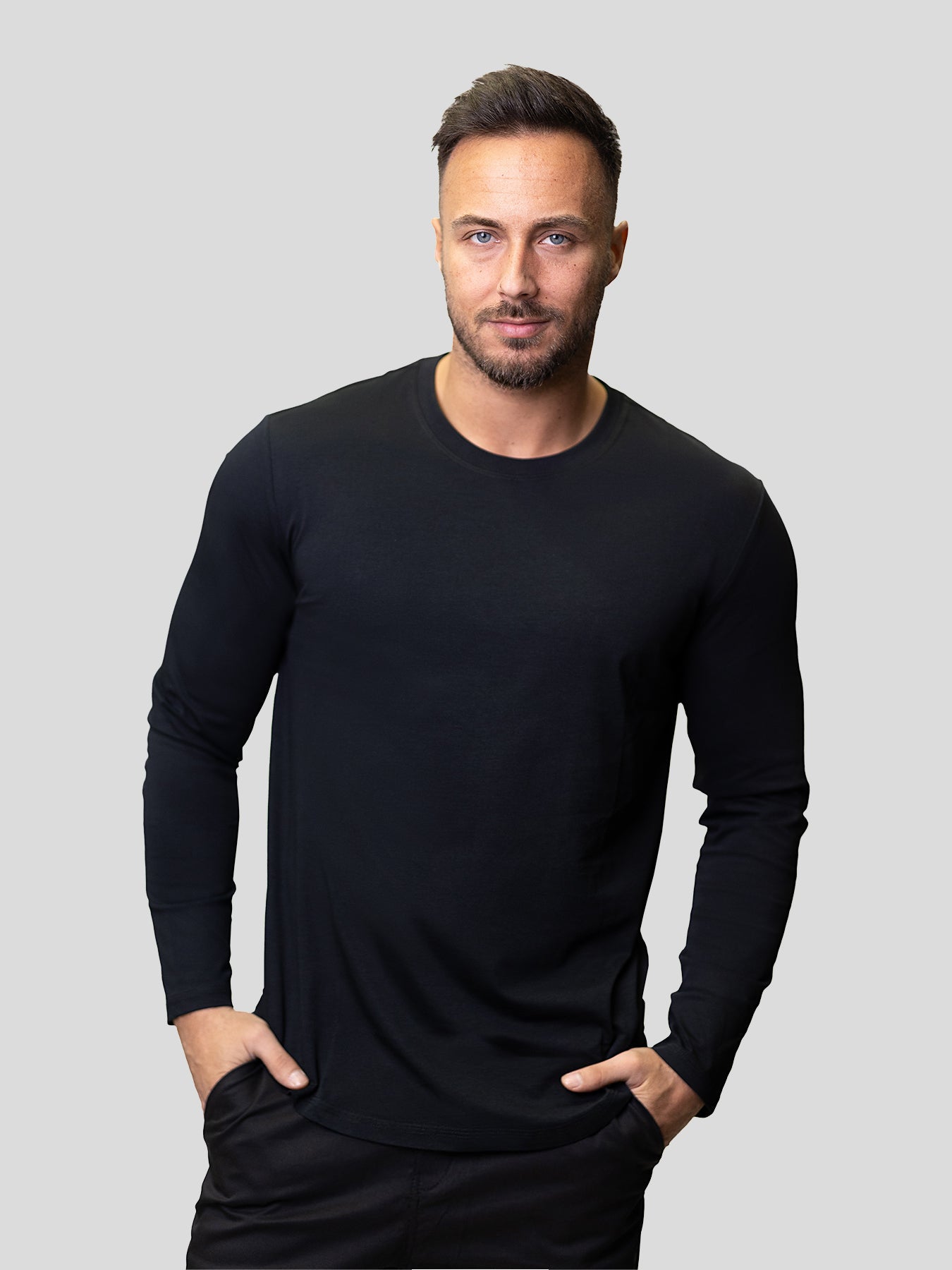 StaySmooth Long Sleeve Curve Hem Tee: Slim Fit