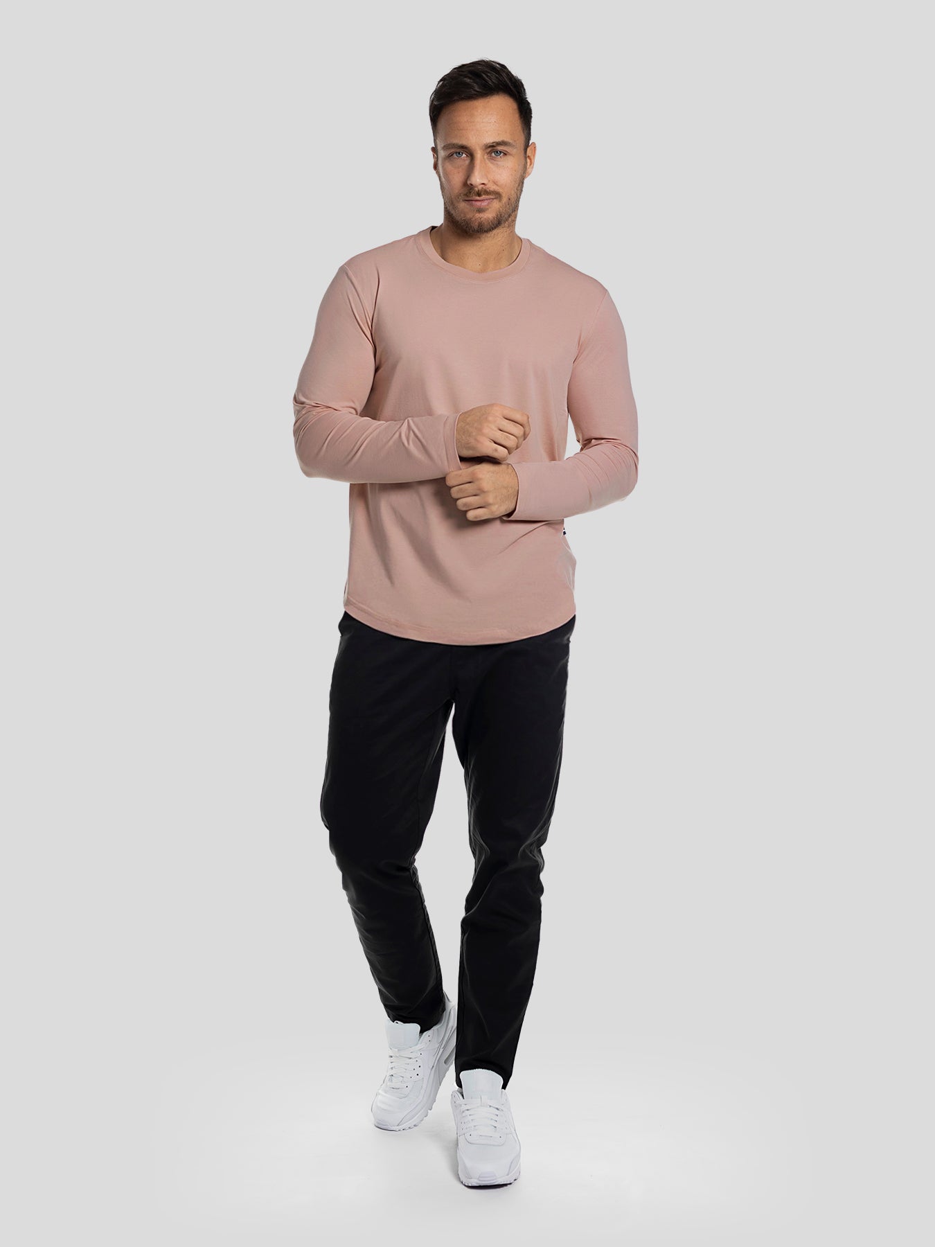 StaySmooth Long Sleeve Curve Hem Tee: Slim Fit