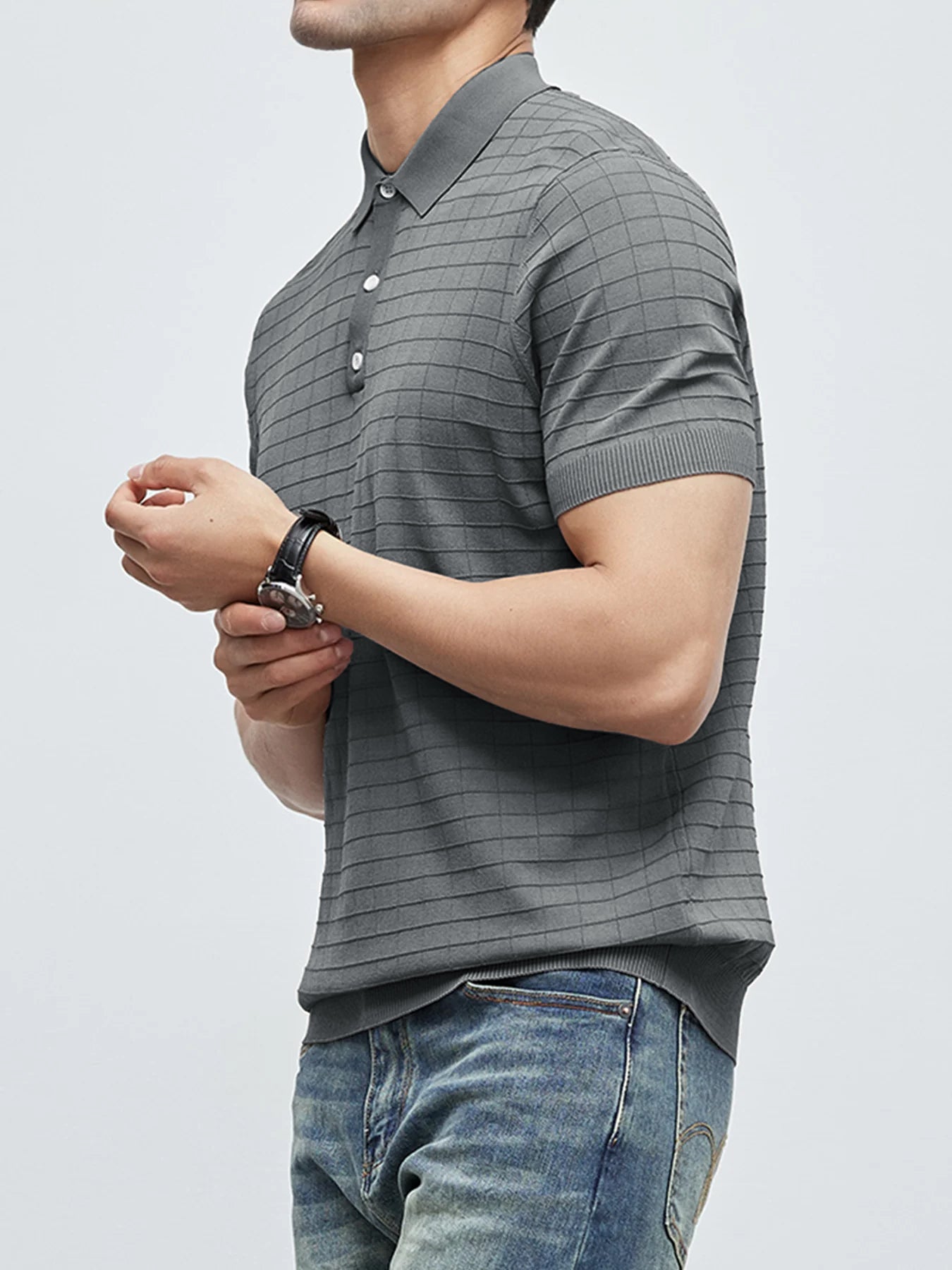 GentleKnit Checkered Short Sleeve Knitted Polo