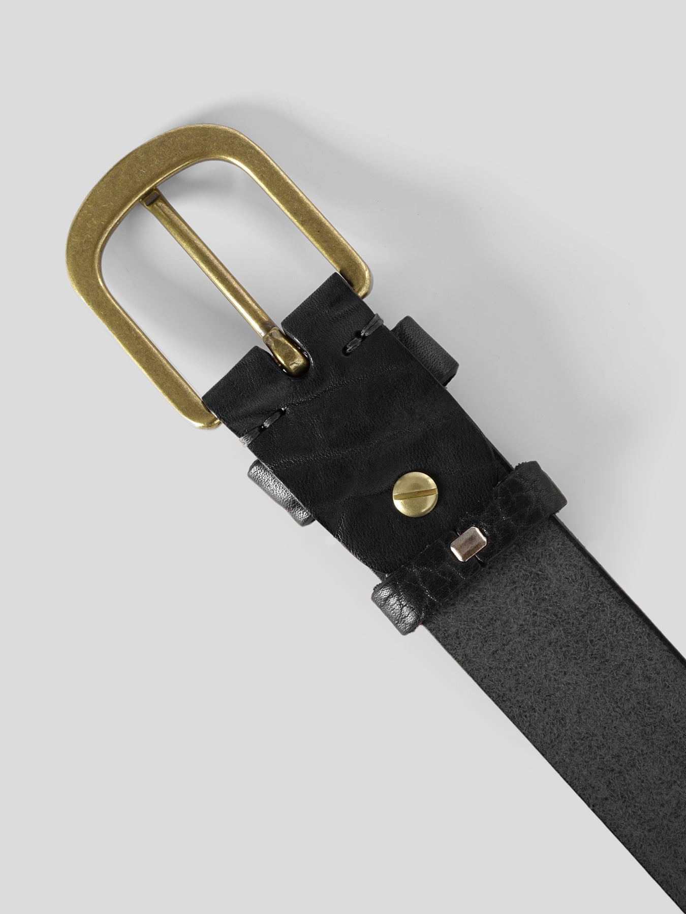 Brass Buckle Leather Dress Belt